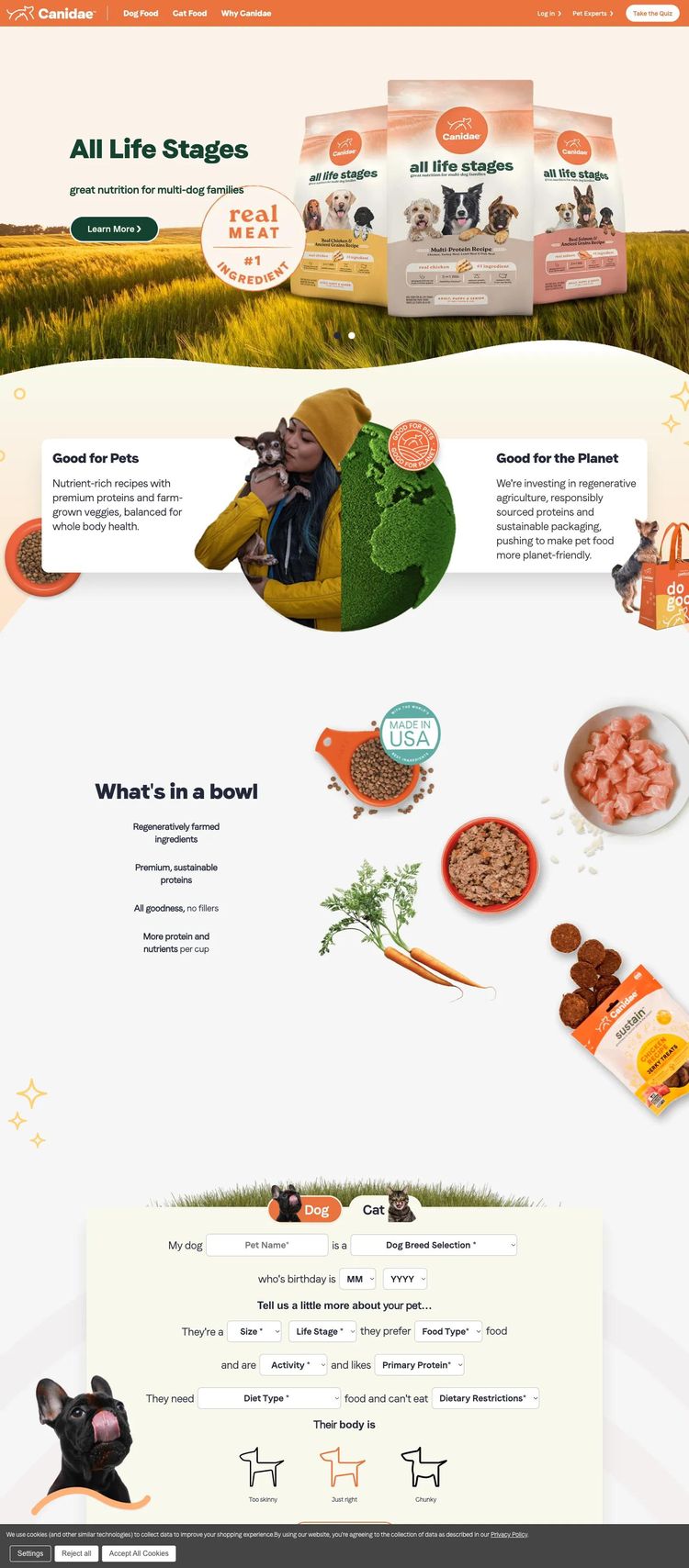 Screenshot 2 of Canidae (Example BigCommerce Pet Services Website)