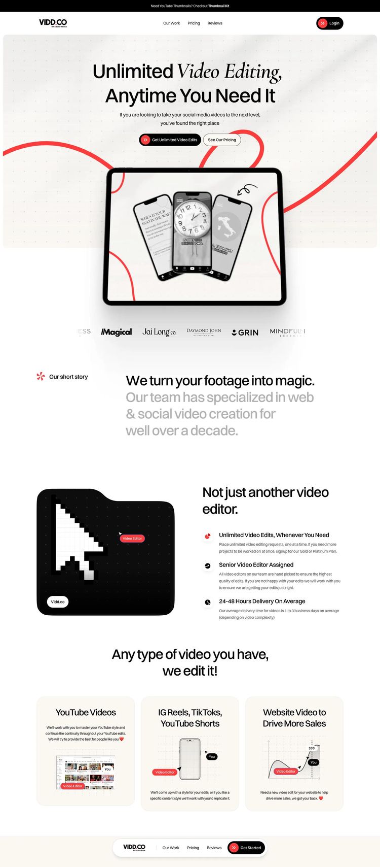 Screenshot 2 of Vidd (Example Framer Video Editing Services Website)