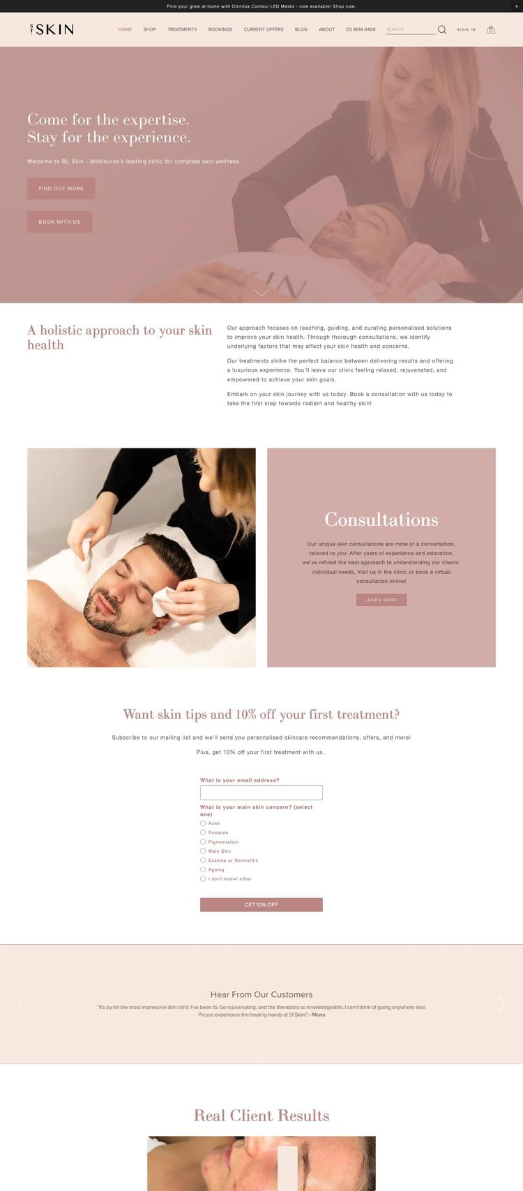 Screenshot 2 of St. Skin (Example Squarespace Beauty Salon Website)
