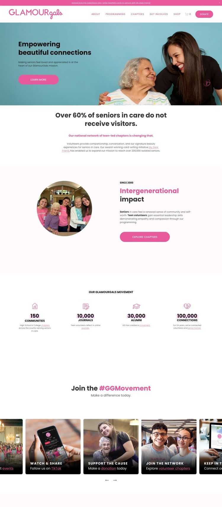 Screenshot 1 of GlamourGals Foundation (Example Squarespace Nonprofit Organization Website)