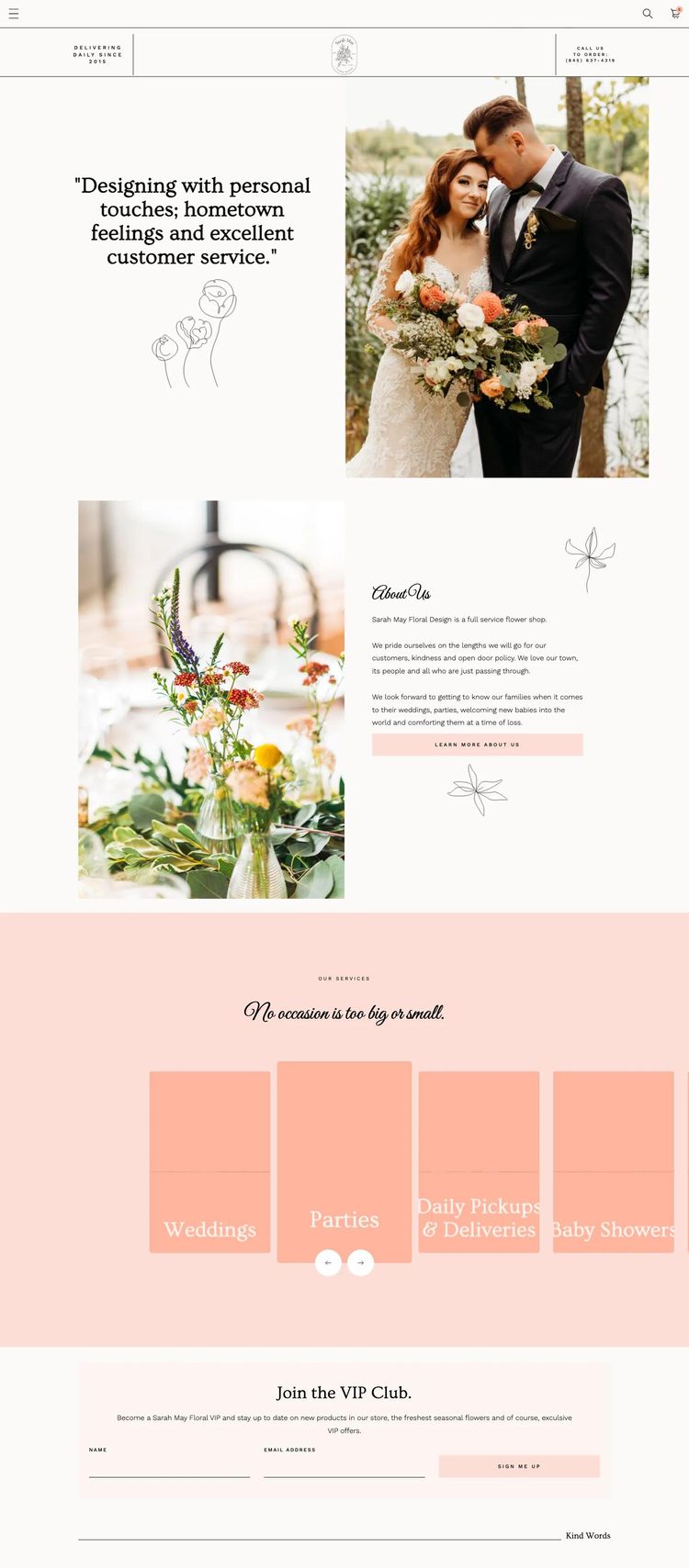 Screenshot 2 of Sarah May Floral Design (Example Webflow Florist Website)