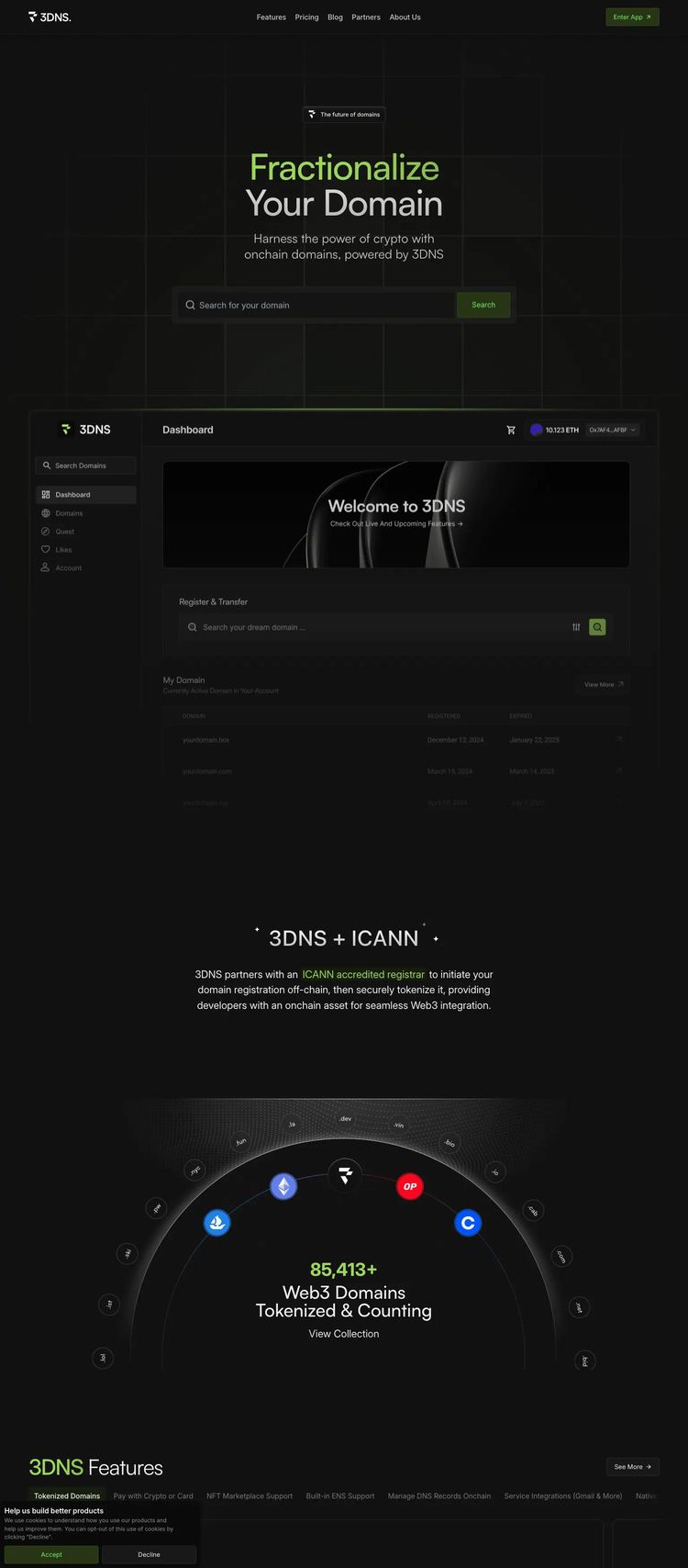 Screenshot 2 of 3DNS (Example Astro Cryptocurrency Website)