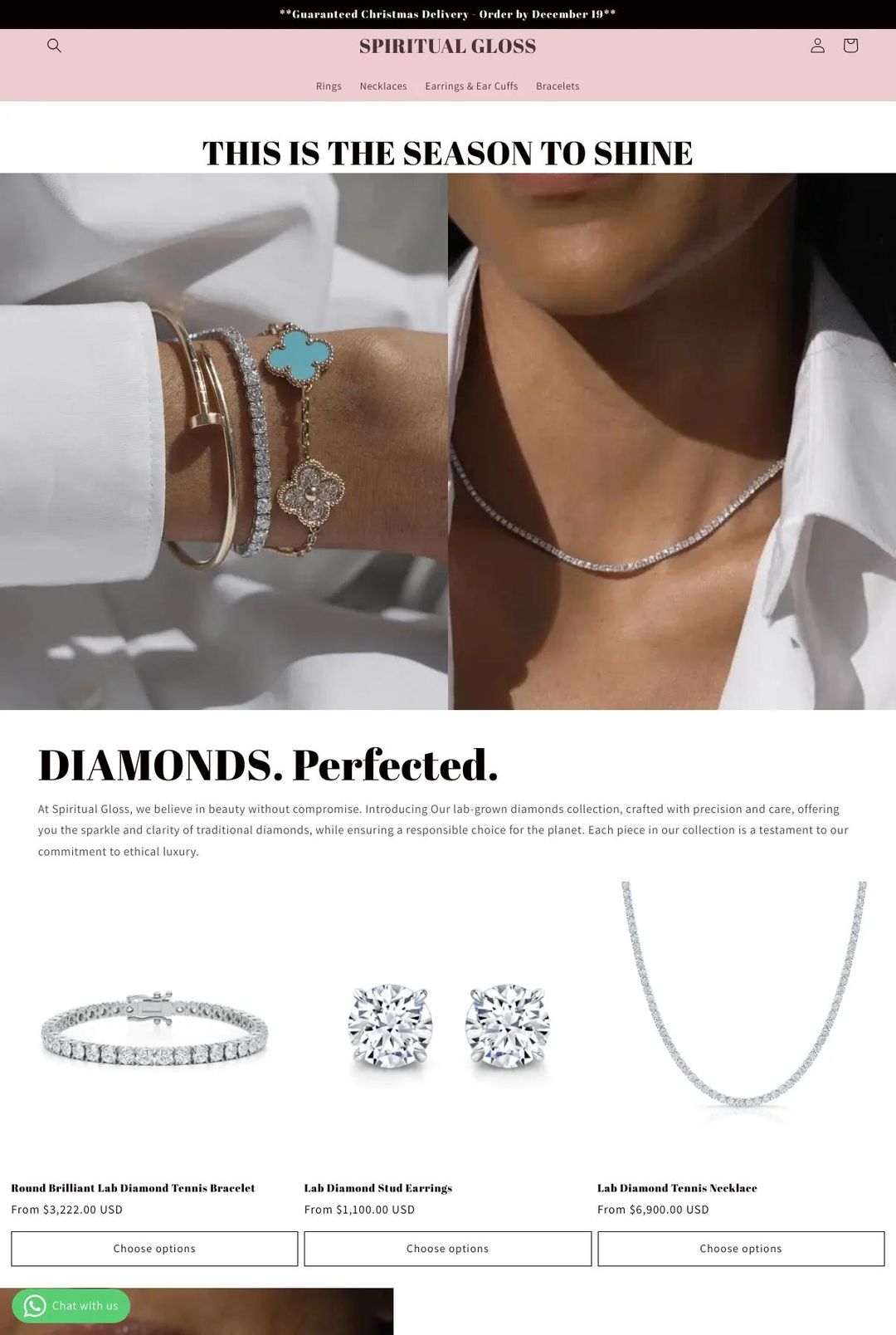 Screenshot 1 of Spiritual Gloss (Example Shopify Jewelry Website)