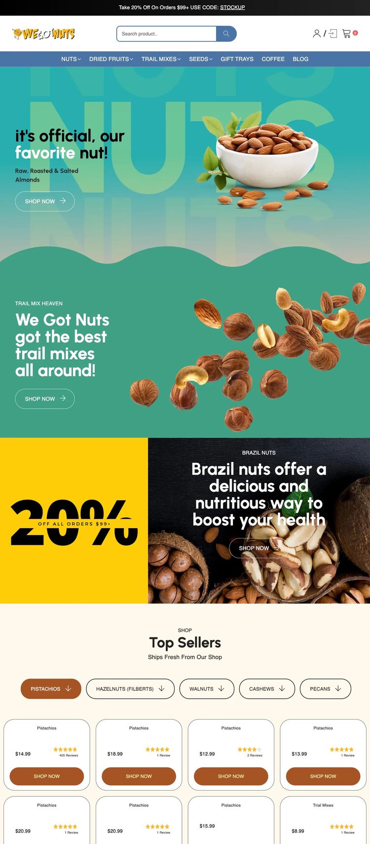 Screenshot 2 of We Got Nuts (Example Shopify Ecommerce (General) Website)