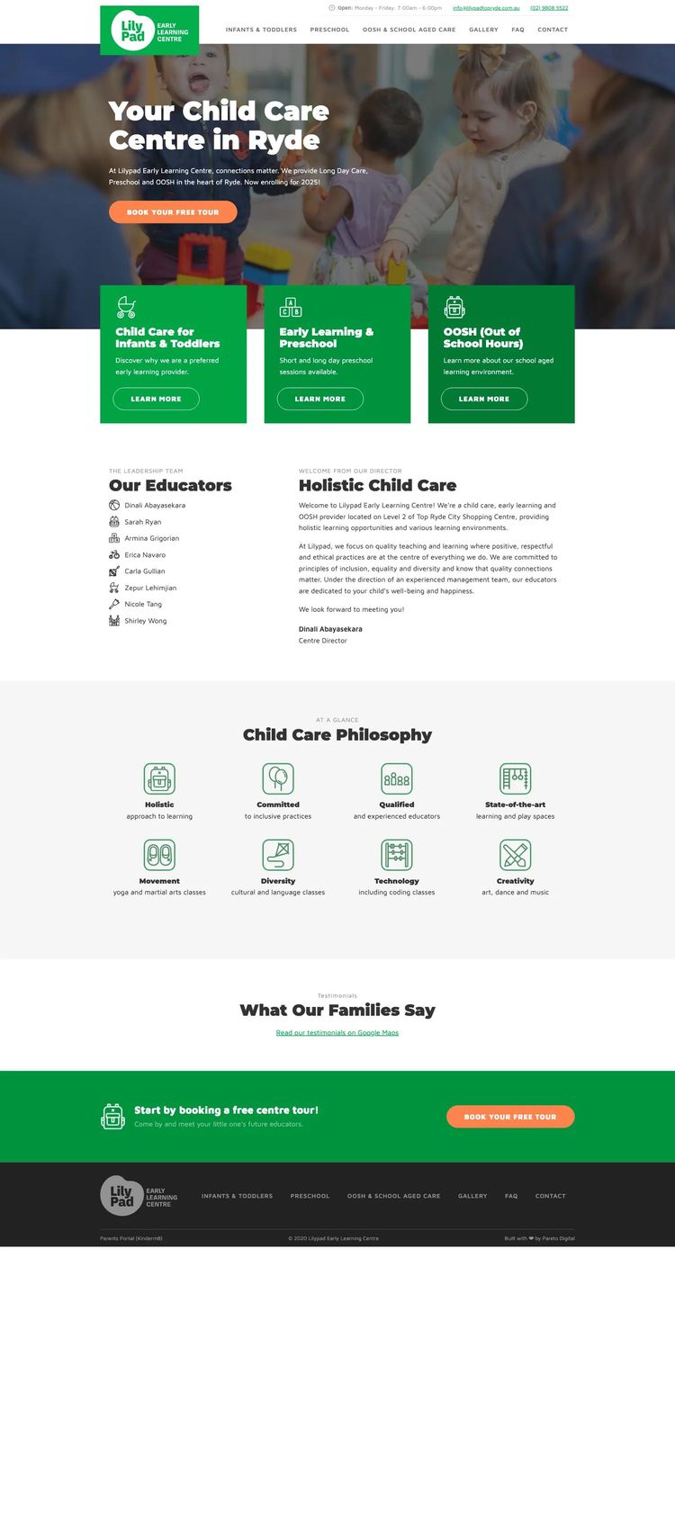 Screenshot 2 of Lilypad Early Learning Centre (Example WordPress Child Care Website)