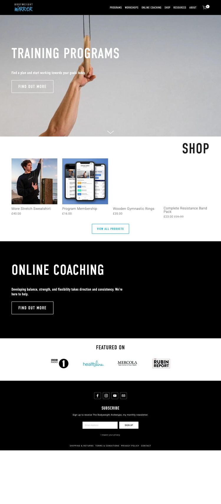 Screenshot 2 of Bodyweight Warrior (Example Squarespace Fitness Website)