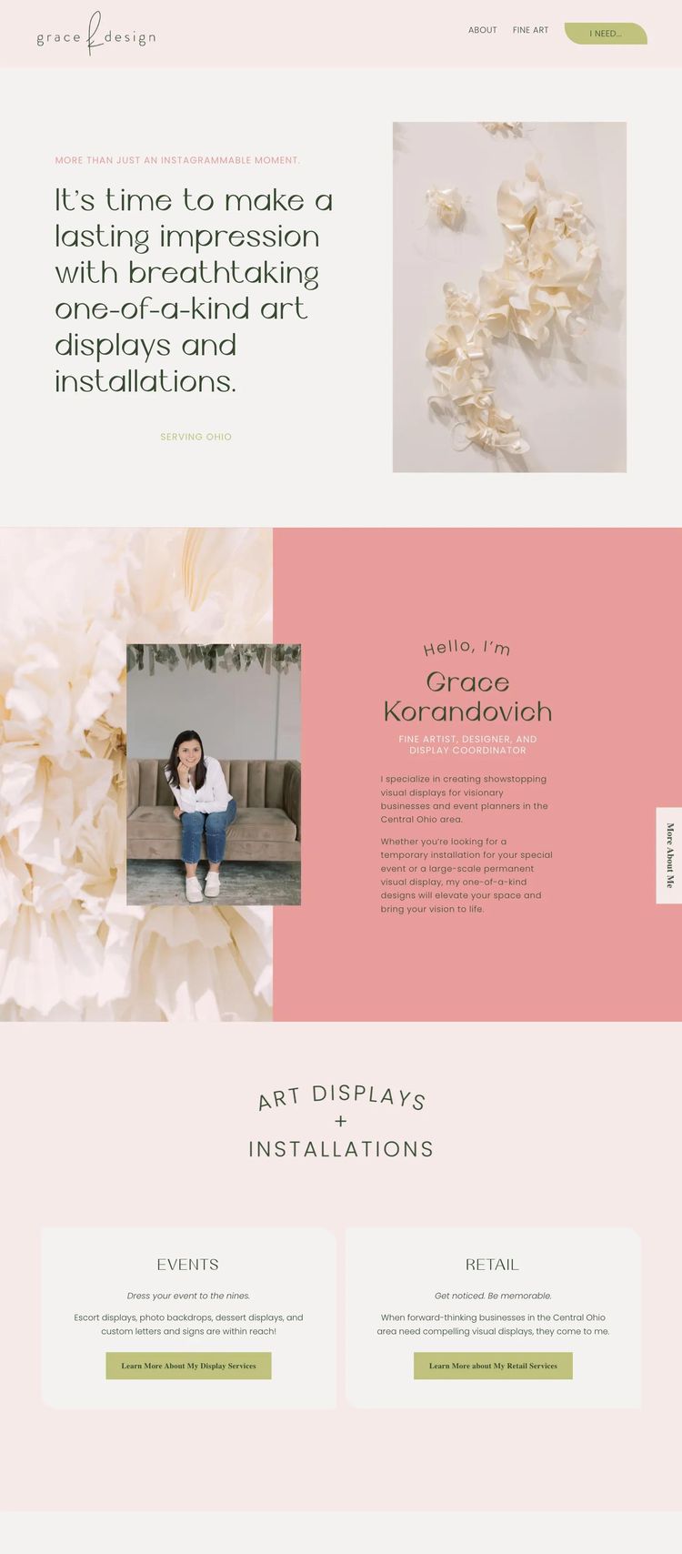 Screenshot 1 of Grace K Design (Example Squarespace Artist Website)