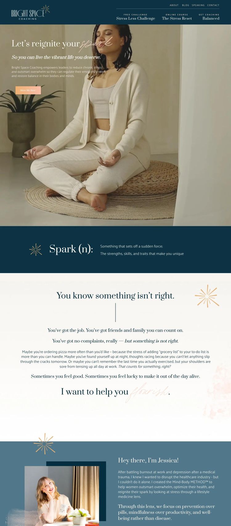 Screenshot 1 of Bright Space Coaching (Example Squarespace Life/Business Coach Website)