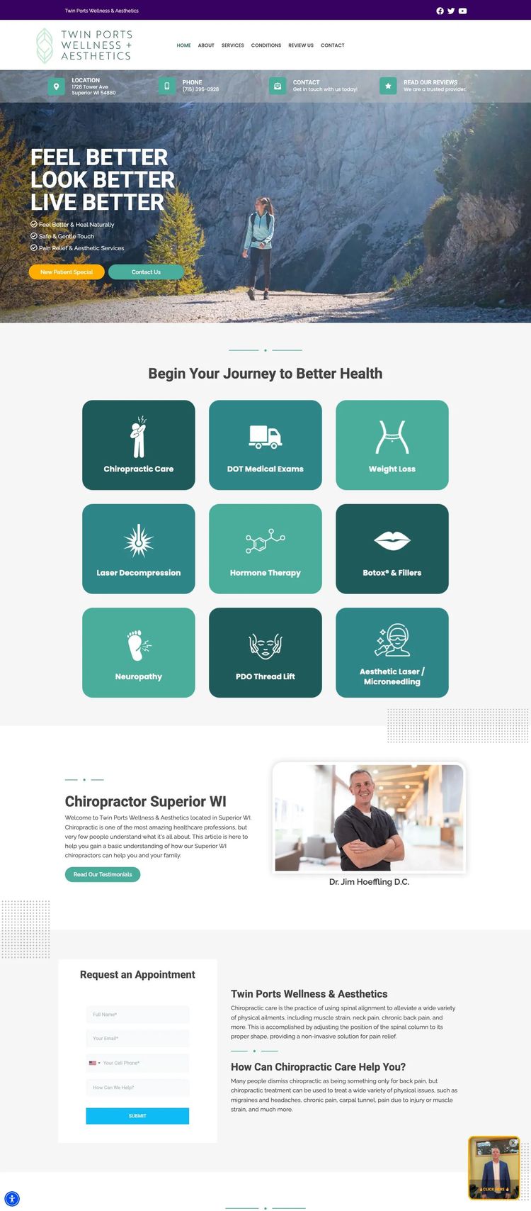 Screenshot 2 of Twin Ports Wellness & Aesthetics (Example WordPress Health and Wellness Website)