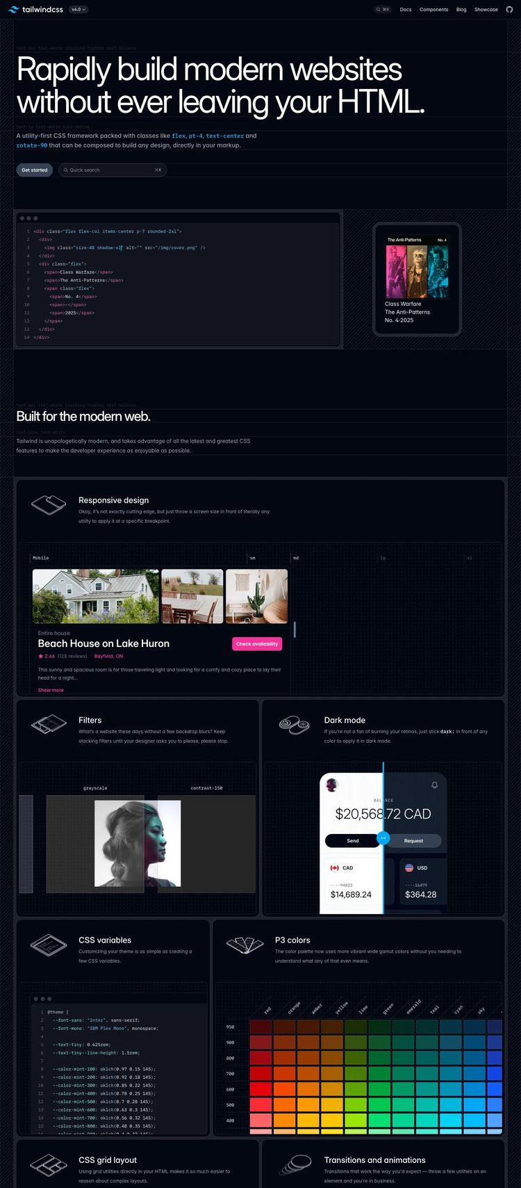 Screenshot 2 of Tailwind CSS (Example Next.js Developer Tools Website)