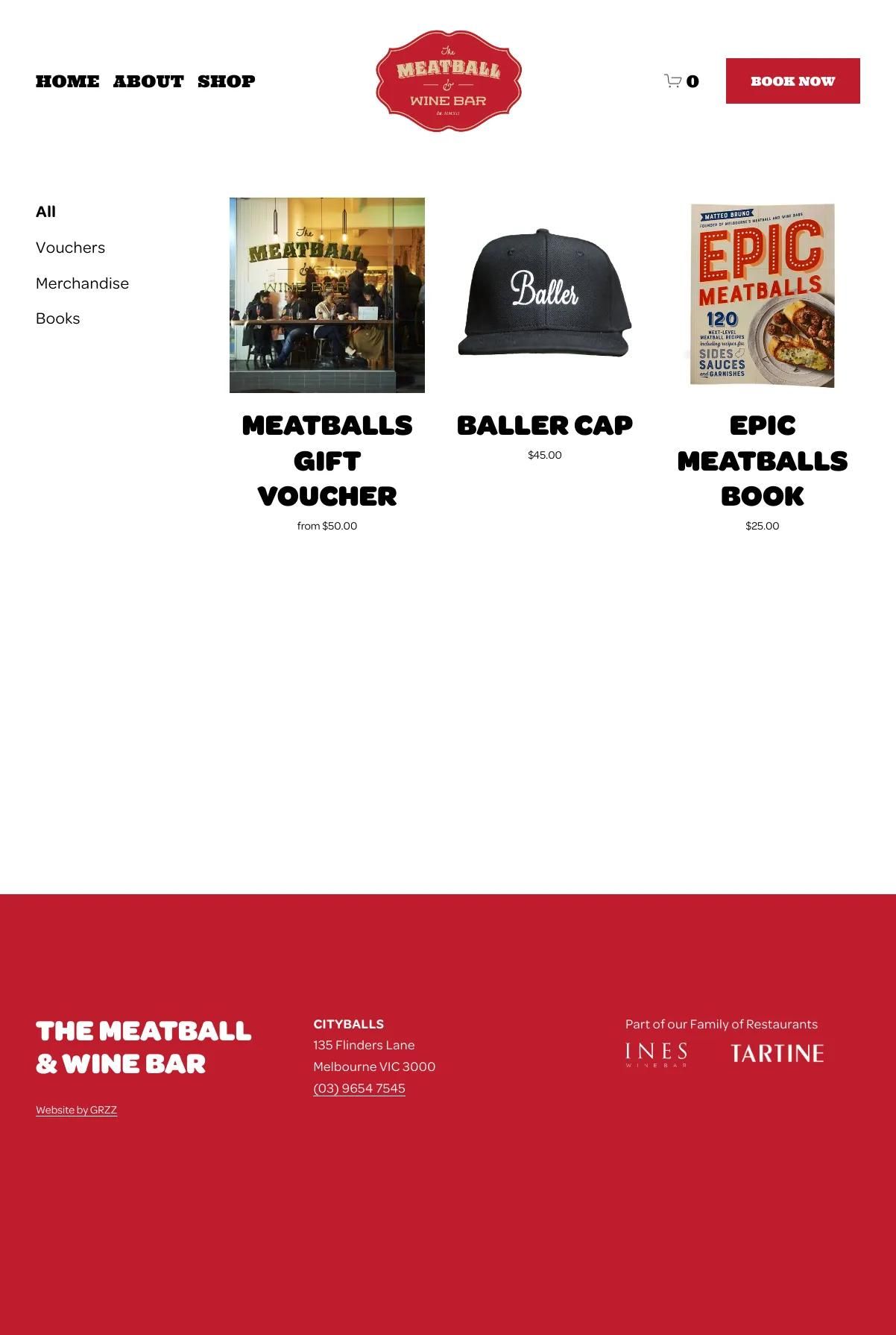 Screenshot 2 of The Meatball & Wine Bar (Example Squarespace Restaurant Website)