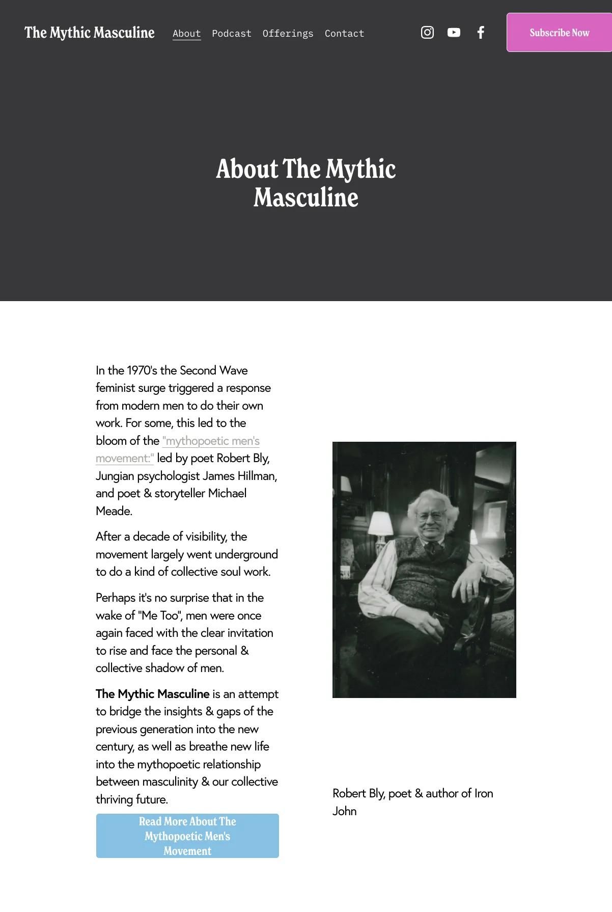 Screenshot 2 of The Mythic Masculine (Example Squarespace Podcast Website)