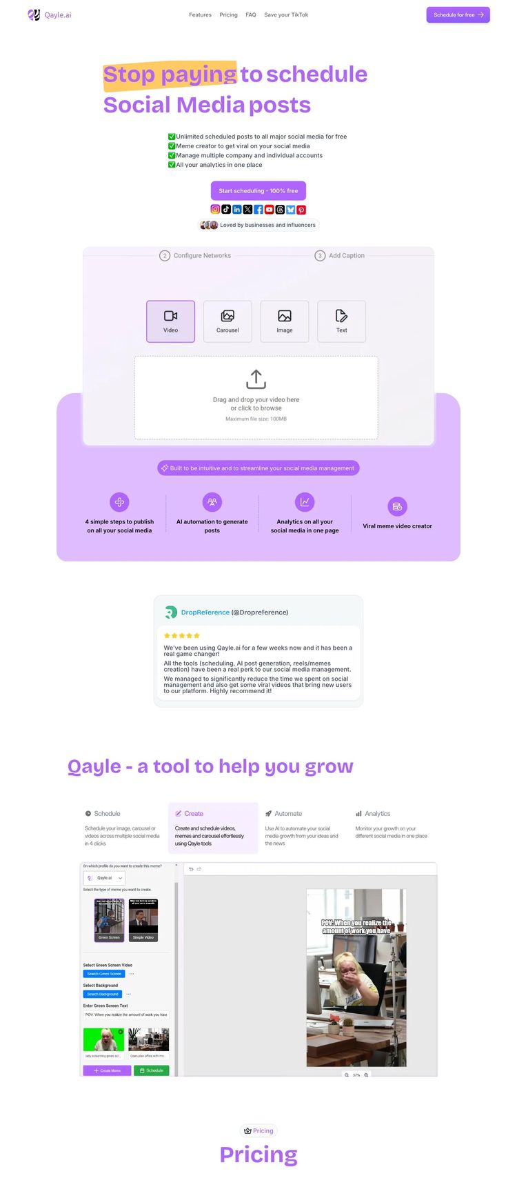 Screenshot 2 of Qayle (Example Framer AI and Machine Learning Website)