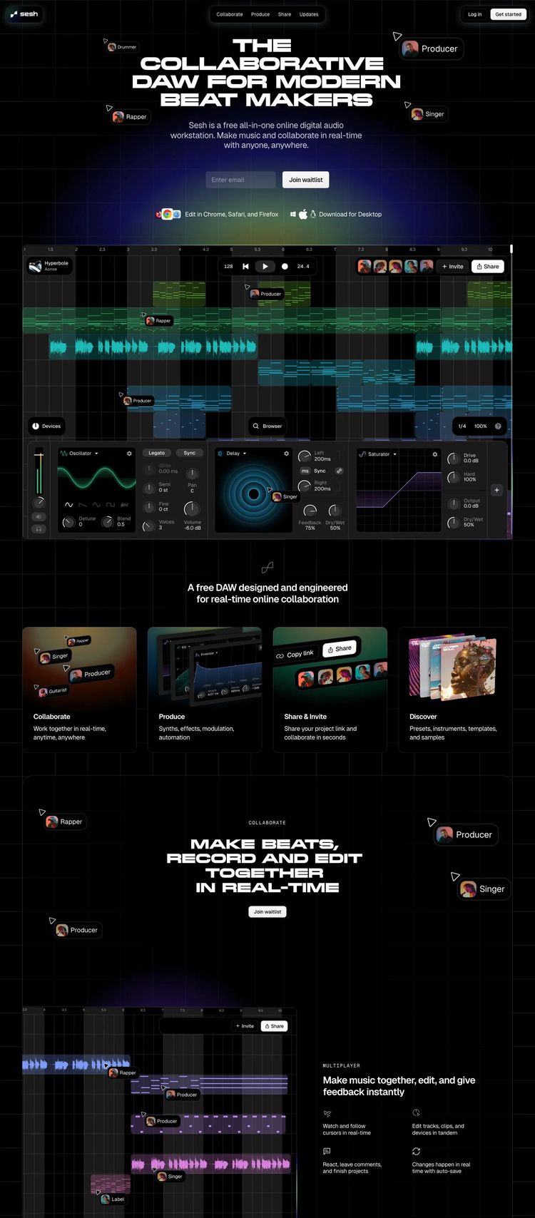 Screenshot 2 of Sesh (Example Framer Music Producer Website)