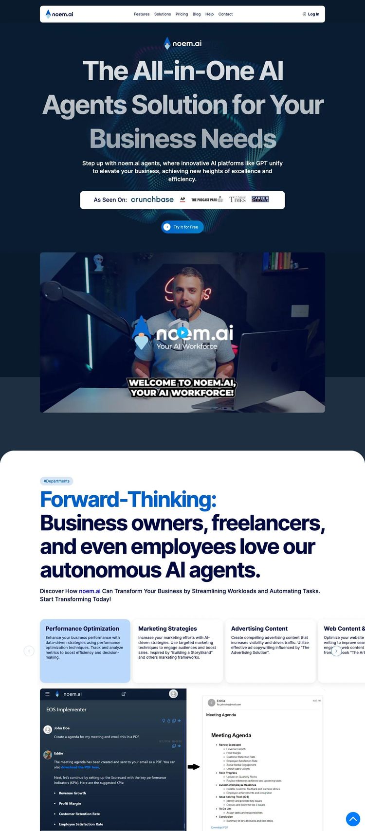 Screenshot 2 of Noem (Example WordPress AI and Machine Learning Website)