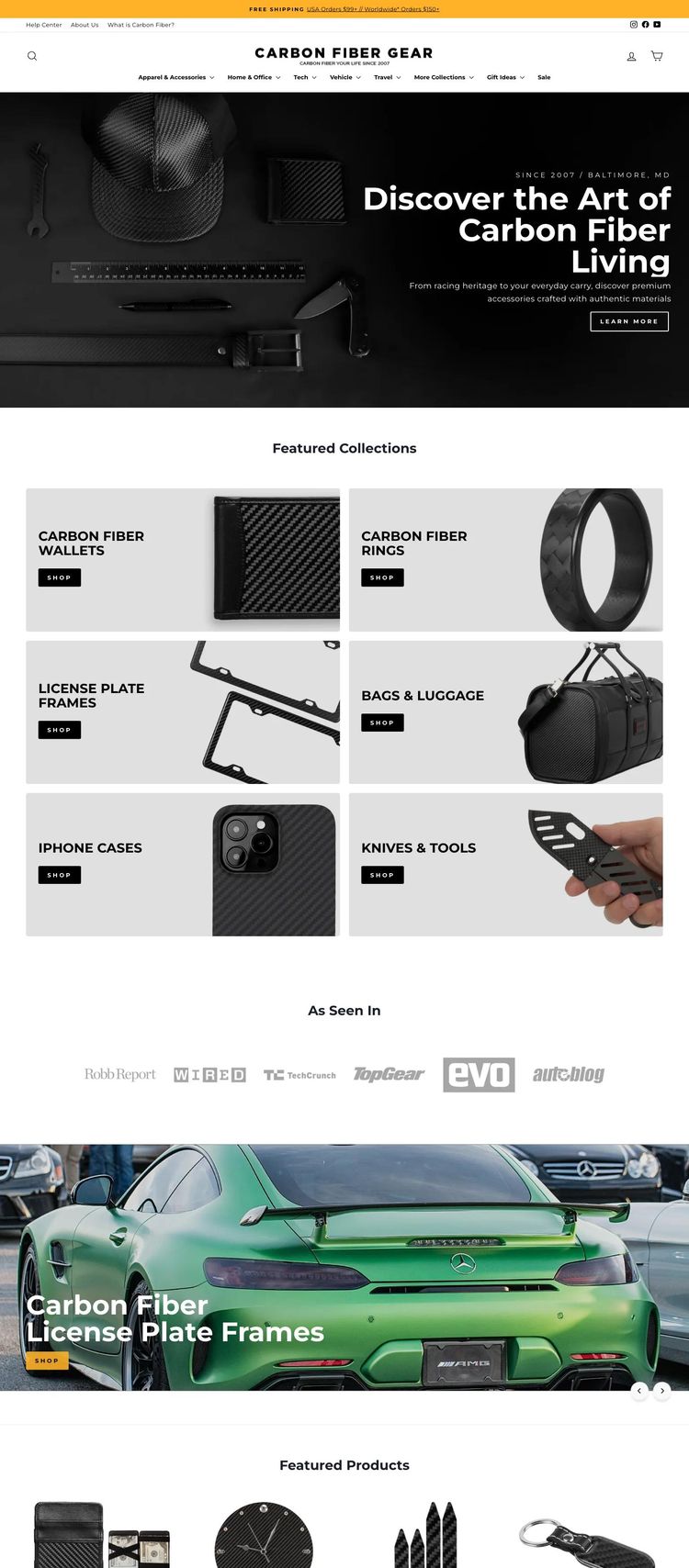 Screenshot 2 of Carbon Fiber Gear (Example Shopify Clothing/Fashion Website)
