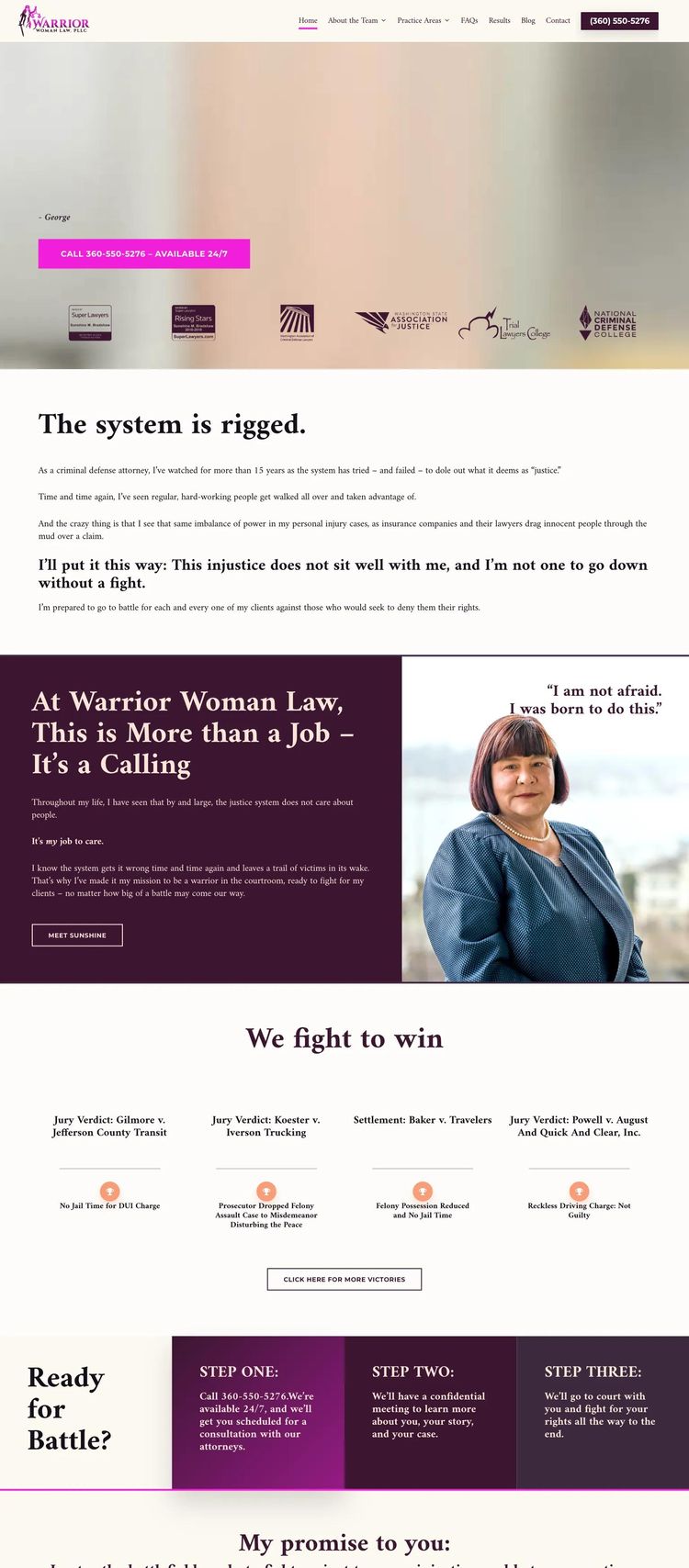 Screenshot 1 of Warrior Woman Law (Example WordPress Law Firm Website)