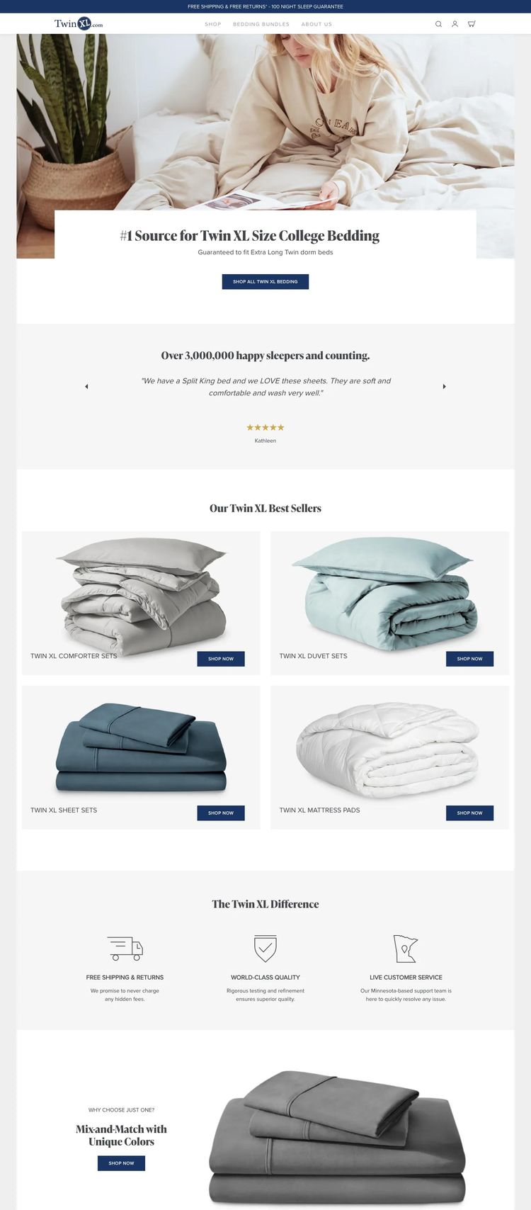 Screenshot 2 of Twin XL (Example Shopify Ecommerce (General) Website)
