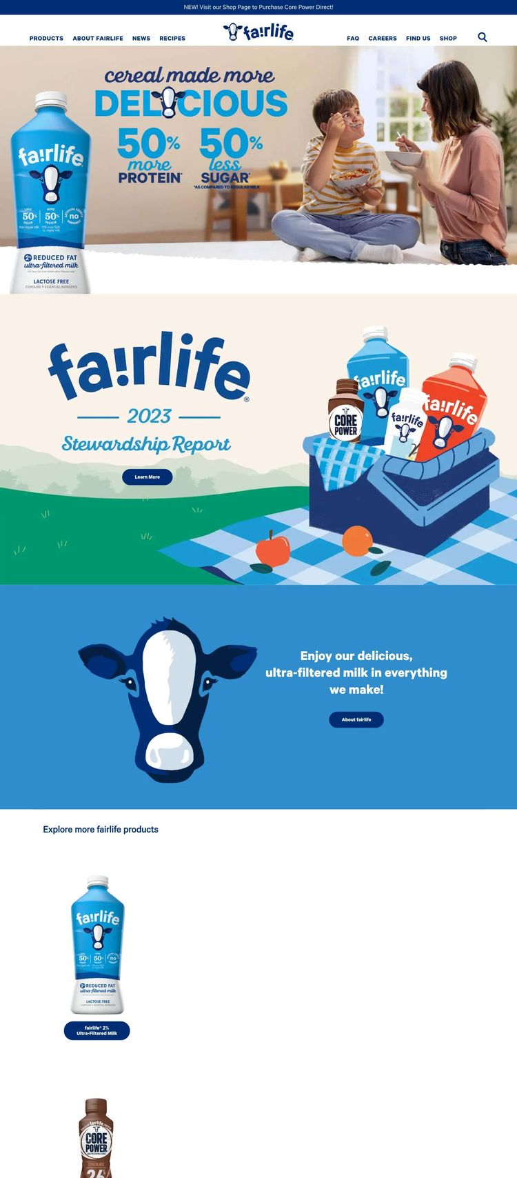 Screenshot 2 of fairlife (Example WordPress Food and Beverage Website)