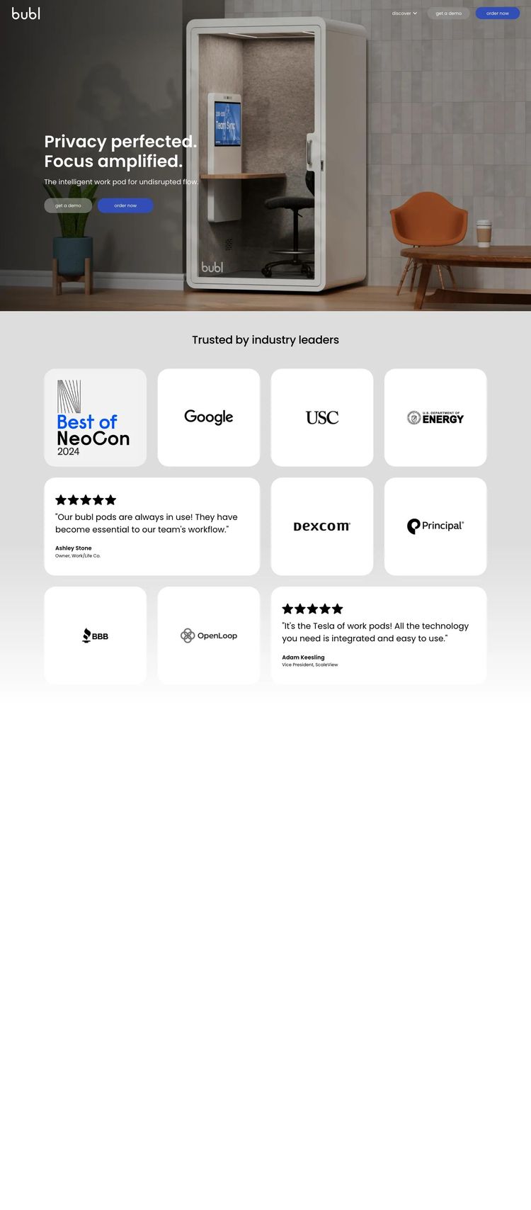 Screenshot 2 of Bubl (Example Webflow Productivity and Collaboration Website)