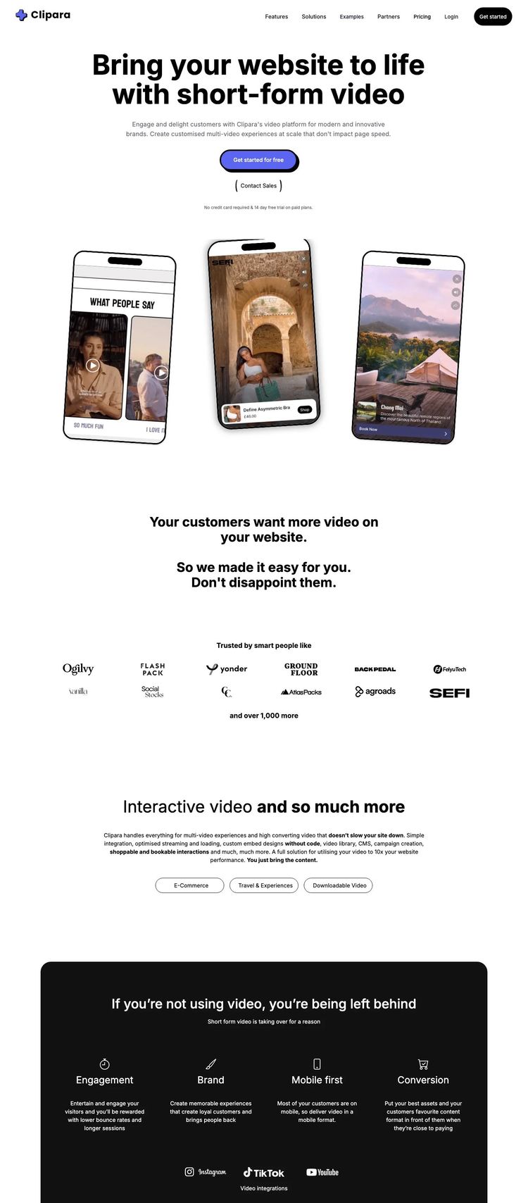 Screenshot 2 of Clipara (Example Webflow Video Editing Website)