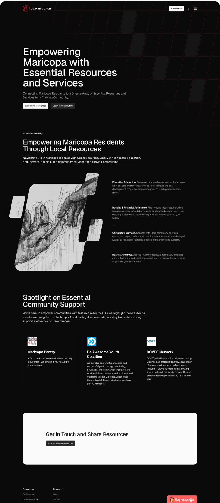 Screenshot 1 of Copa Resources (Example Sanity Business Consultant Website)
