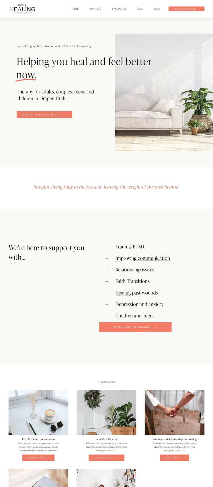 Screenshot 2 of Inner Healing Utah (Example Squarespace Health and Wellness Website)