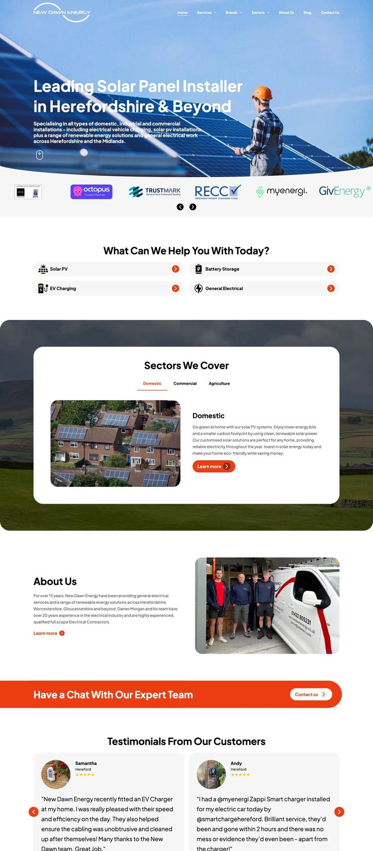 Screenshot 2 of New Dawn Energy (Example WordPress Solar Website)