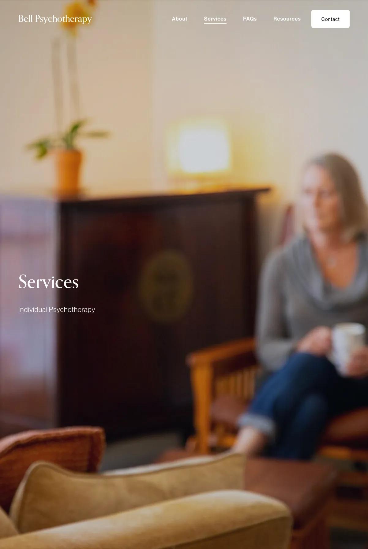Screenshot 3 of Bell Psychotherapy (Example Squarespace Therapist Website)