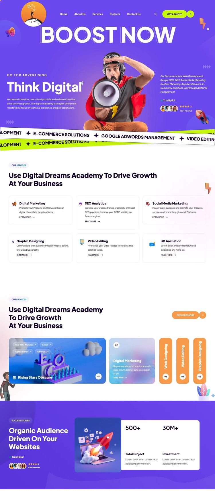 Screenshot 2 of Digital Dreams Academy (Example WordPress Marketing Agency Website)