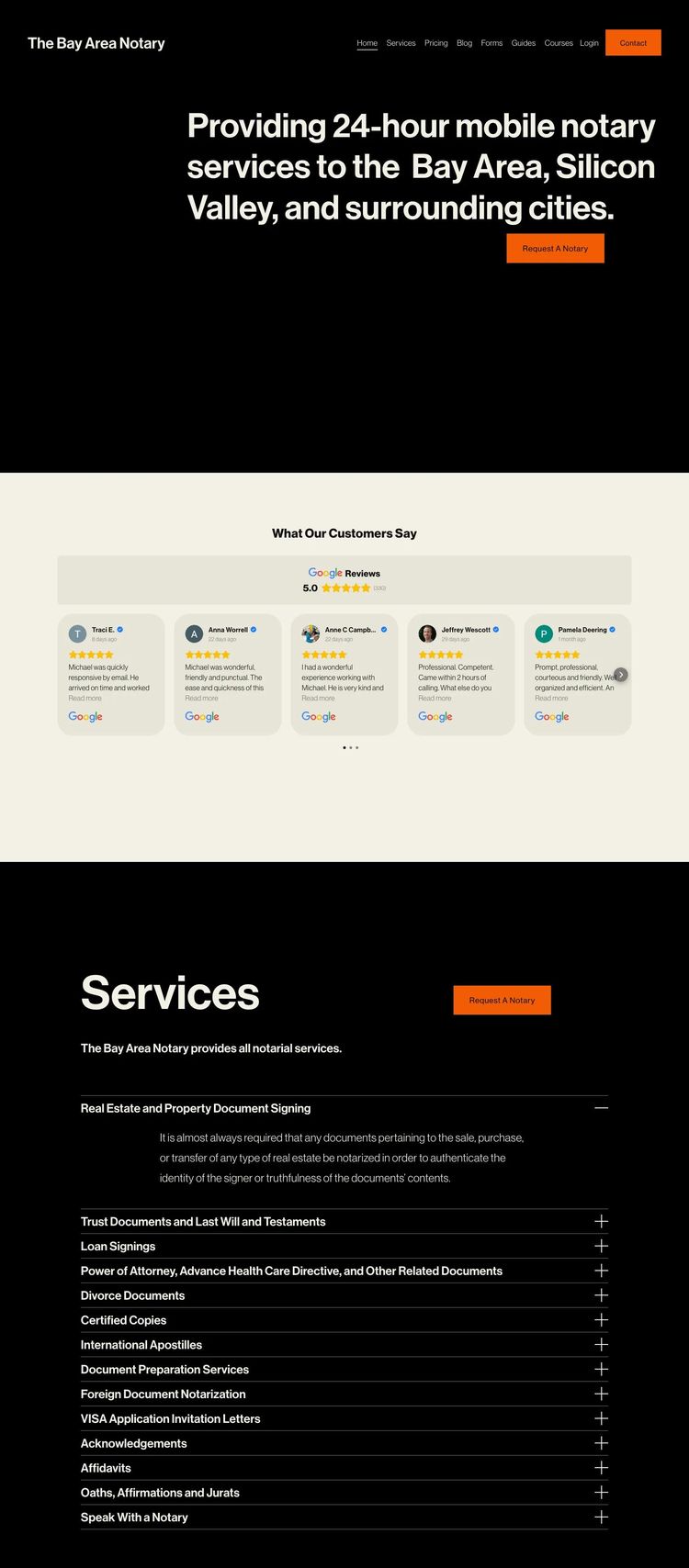 Screenshot 1 of The Bay Area Notary (Example Squarespace Notary Website)