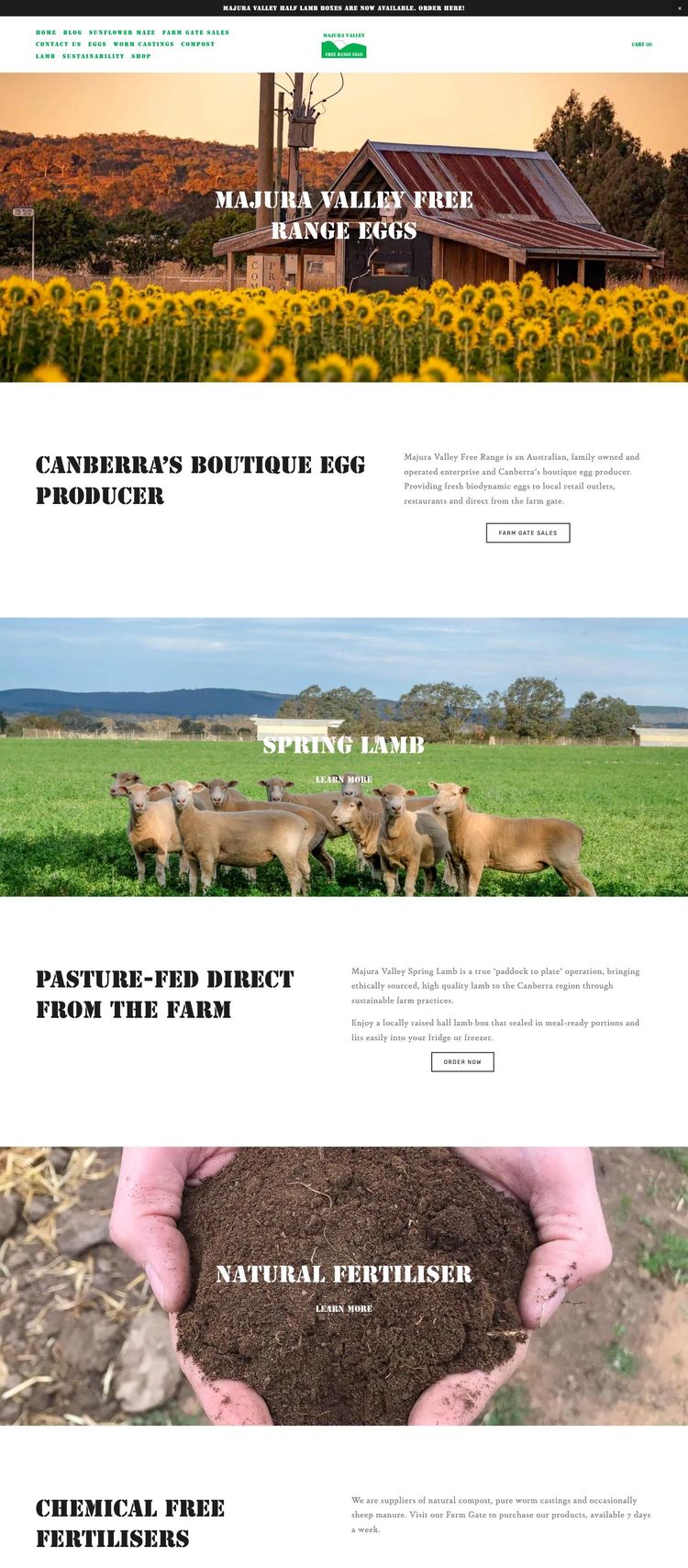 Screenshot 2 of Majura Valley Free Range (Example Squarespace Food and Beverage Website)
