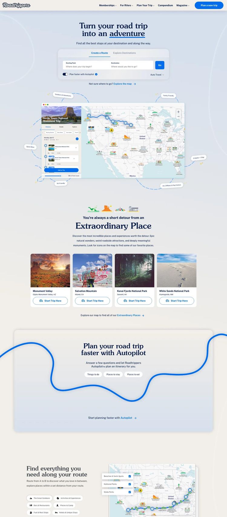 Screenshot 2 of Roadtrippers (Example WordPress Travel Agency Website)