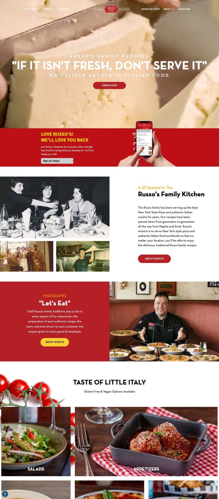 Screenshot 1 of Russo's New York Pizzeria (Example Duda Restaurant Website)