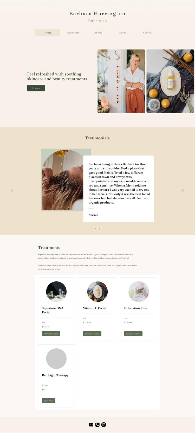 Screenshot 2 of Barbara Harrington (Example Wix Esthetician Website)
