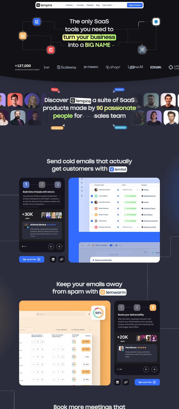 Screenshot 2 of lempire (Example Webflow Software Development Website)