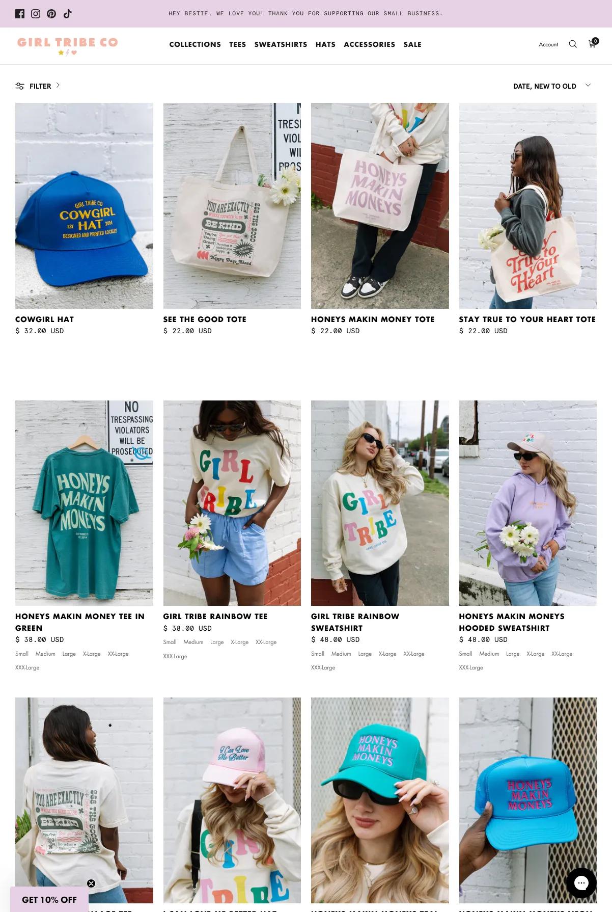 Screenshot 2 of Girl Tribe Co. (Example Shopify Clothing Website)