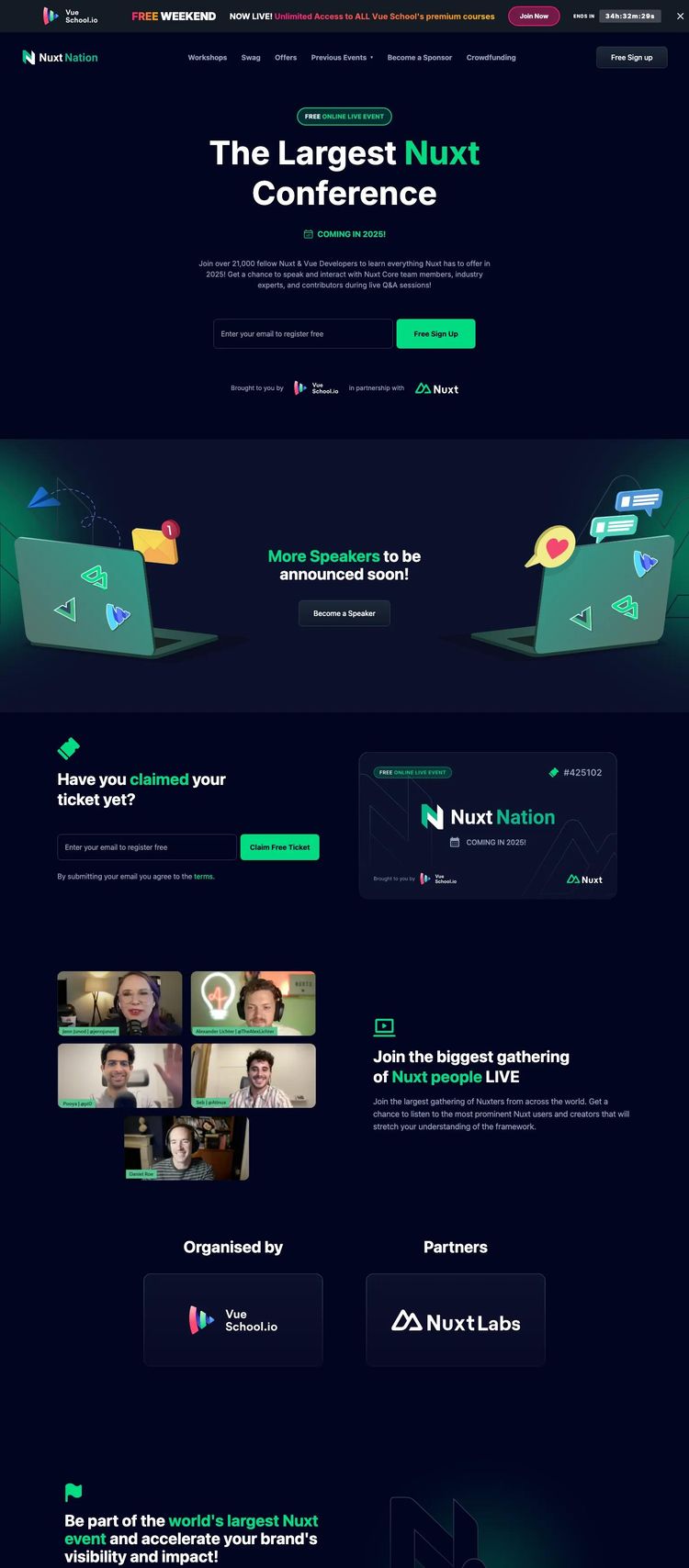 Screenshot 2 of Nuxt Nation (Example Vue Conference Website)