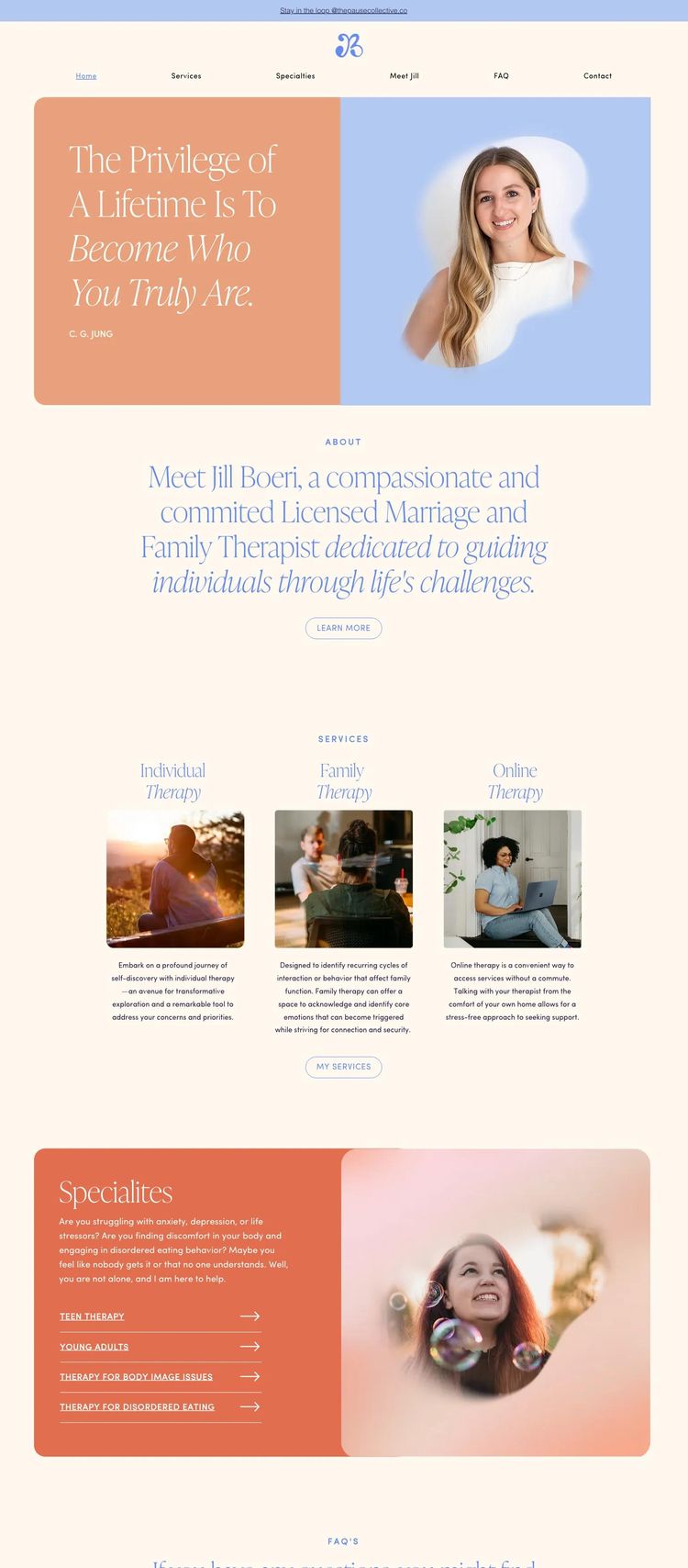 Screenshot 2 of Jill Boeri Therapy (Example Wix Therapist Website)