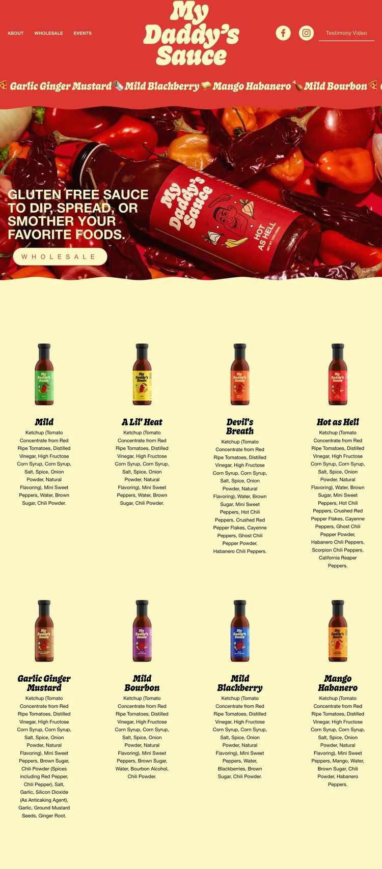 Screenshot 2 of Daddy's Sauce (Example Squarespace Food and Beverage Website)
