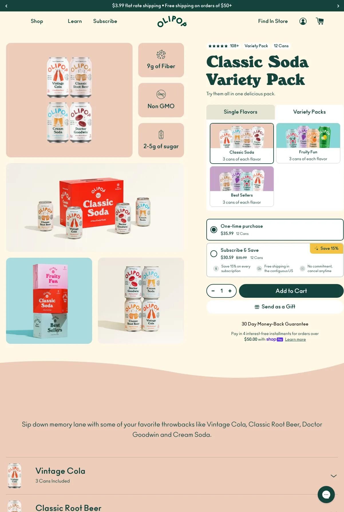 Screenshot 3 of OLIPOP (Example Shopify Food and Beverage Website)