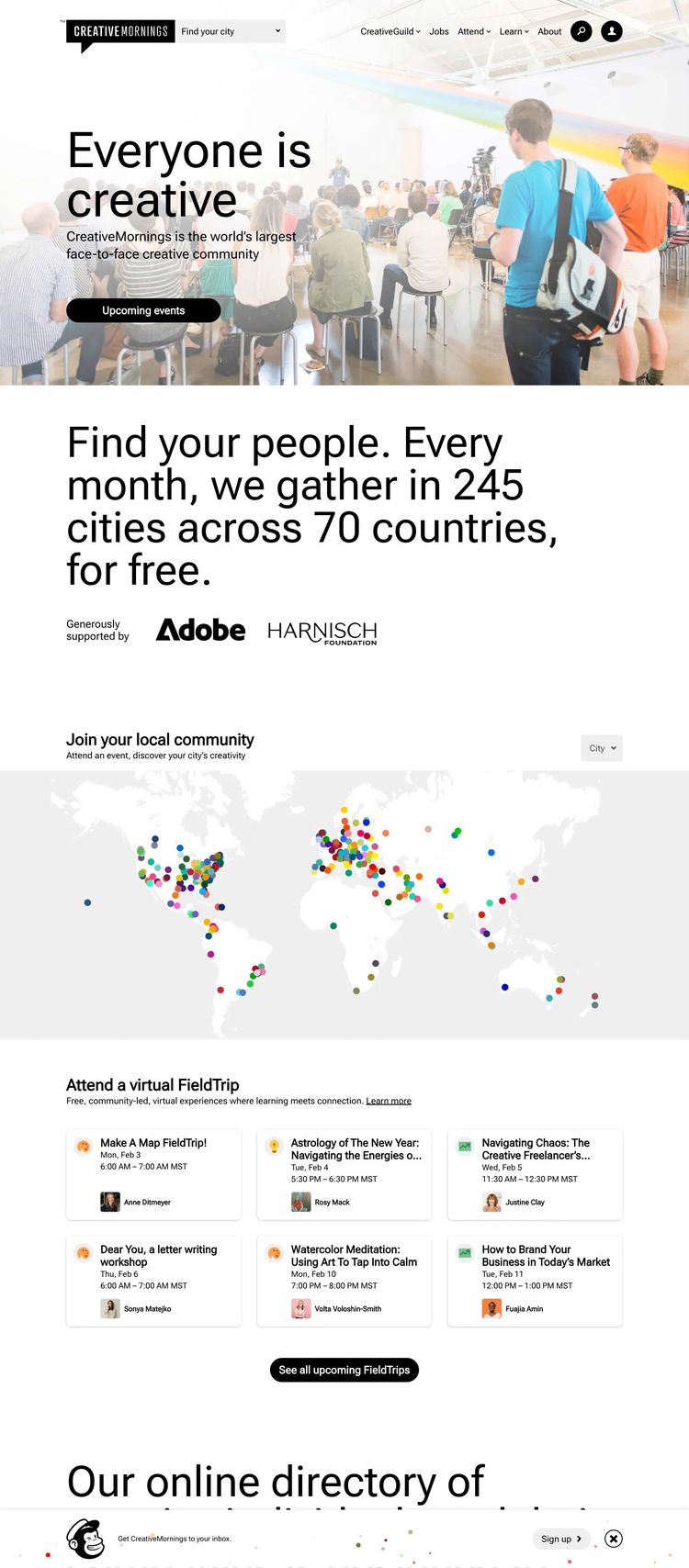Screenshot 2 of CreativeMornings (Example Squarespace Community Center Website)