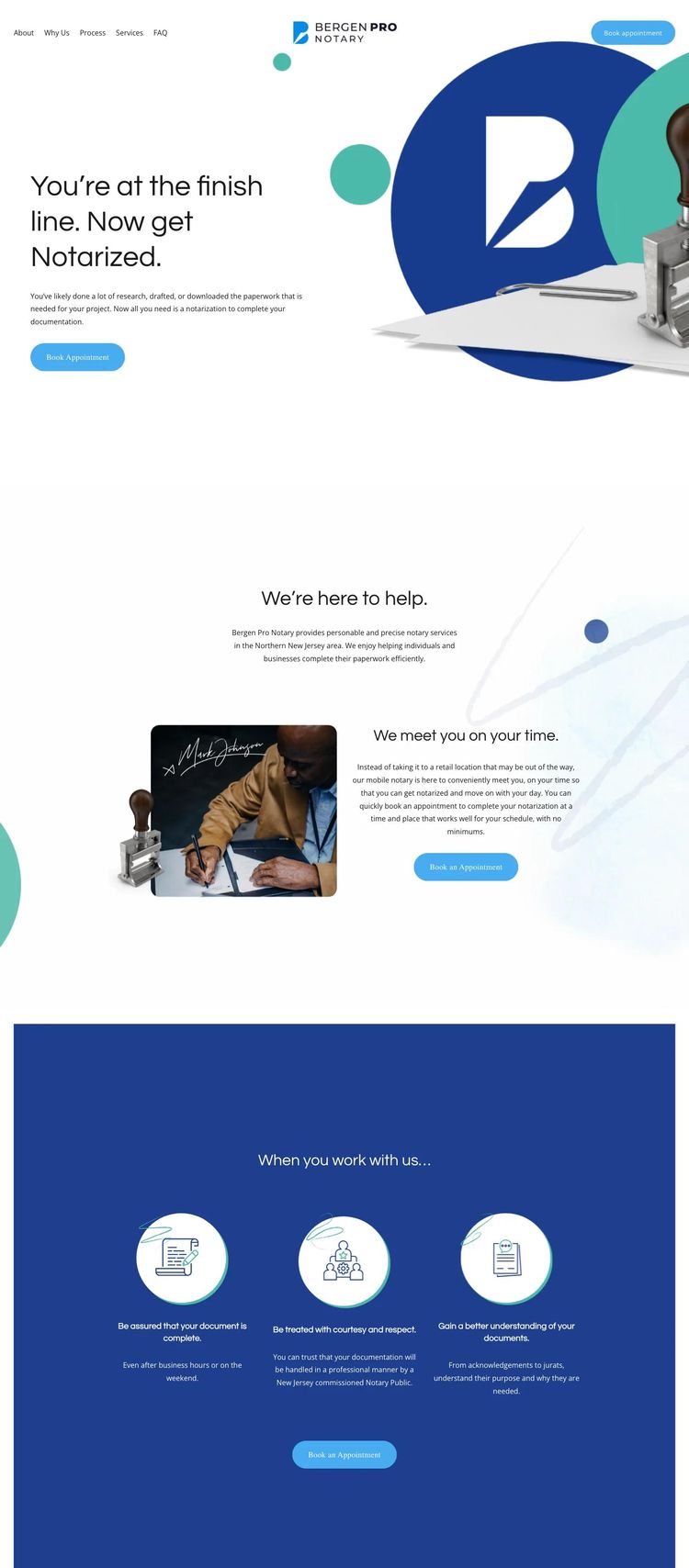 Screenshot 1 of Bergen Pro Notary (Example Squarespace Notary Website)