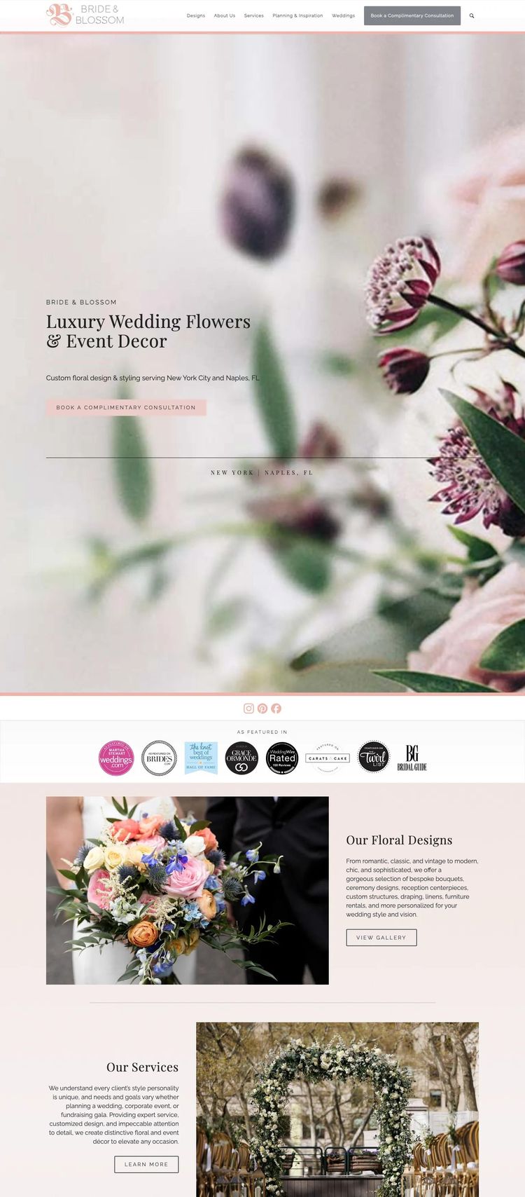 Screenshot 1 of Bride & Blossom (Example WordPress Wedding Website)