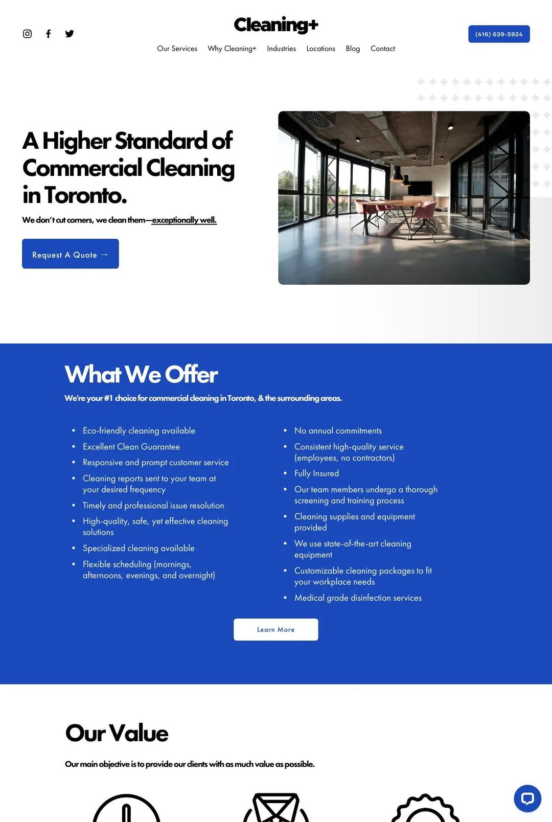 Screenshot 1 of Cleaning+ (Example Squarespace Cleaning Services Website)