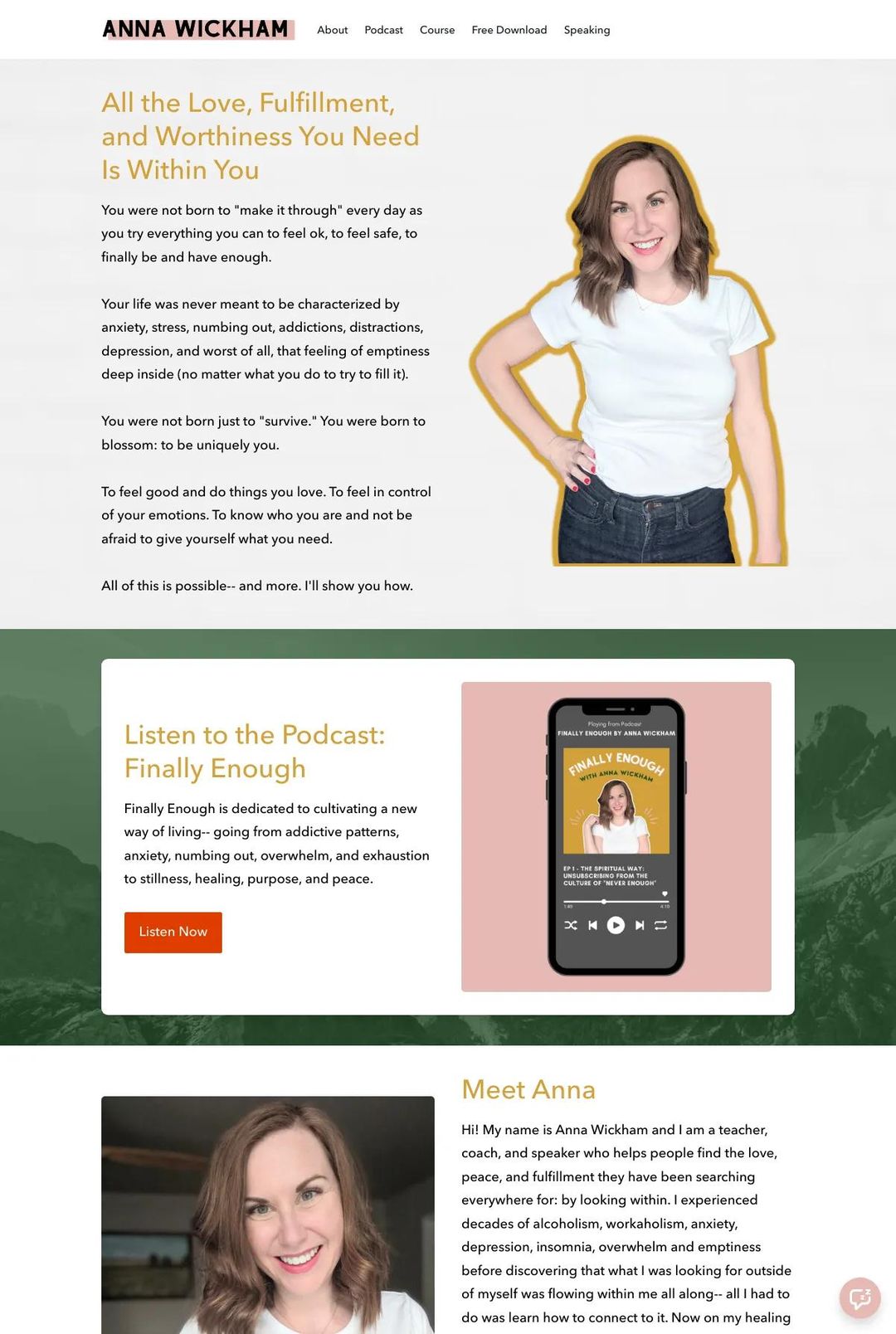 Screenshot 1 of Anna Wickham (Example Podia Website)