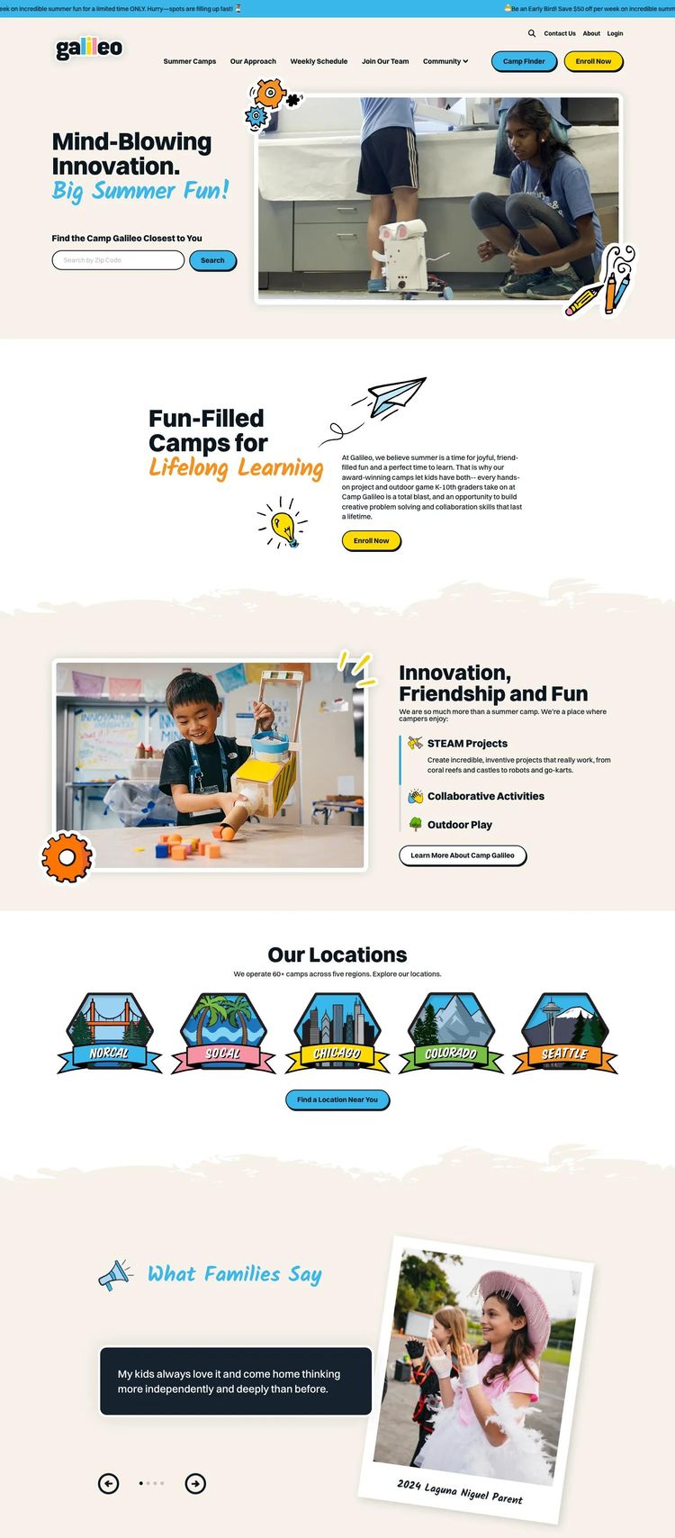 Screenshot 2 of Galileo Camps (Example WordPress Child Care Website)