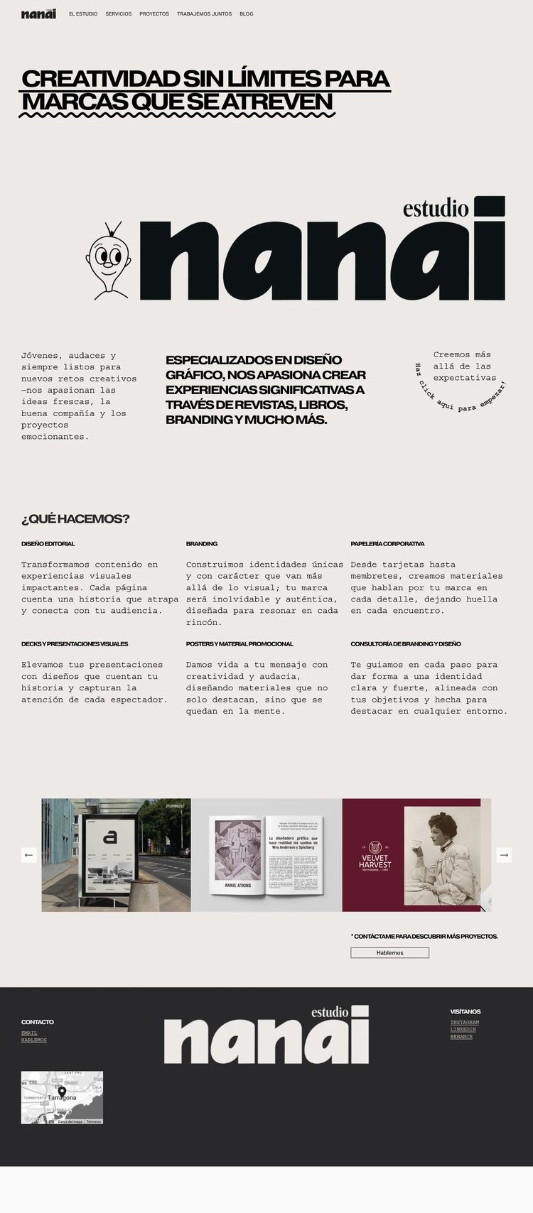 Screenshot 2 of Nanaie Studio (Example Squarespace Design Agency/Studio Website)