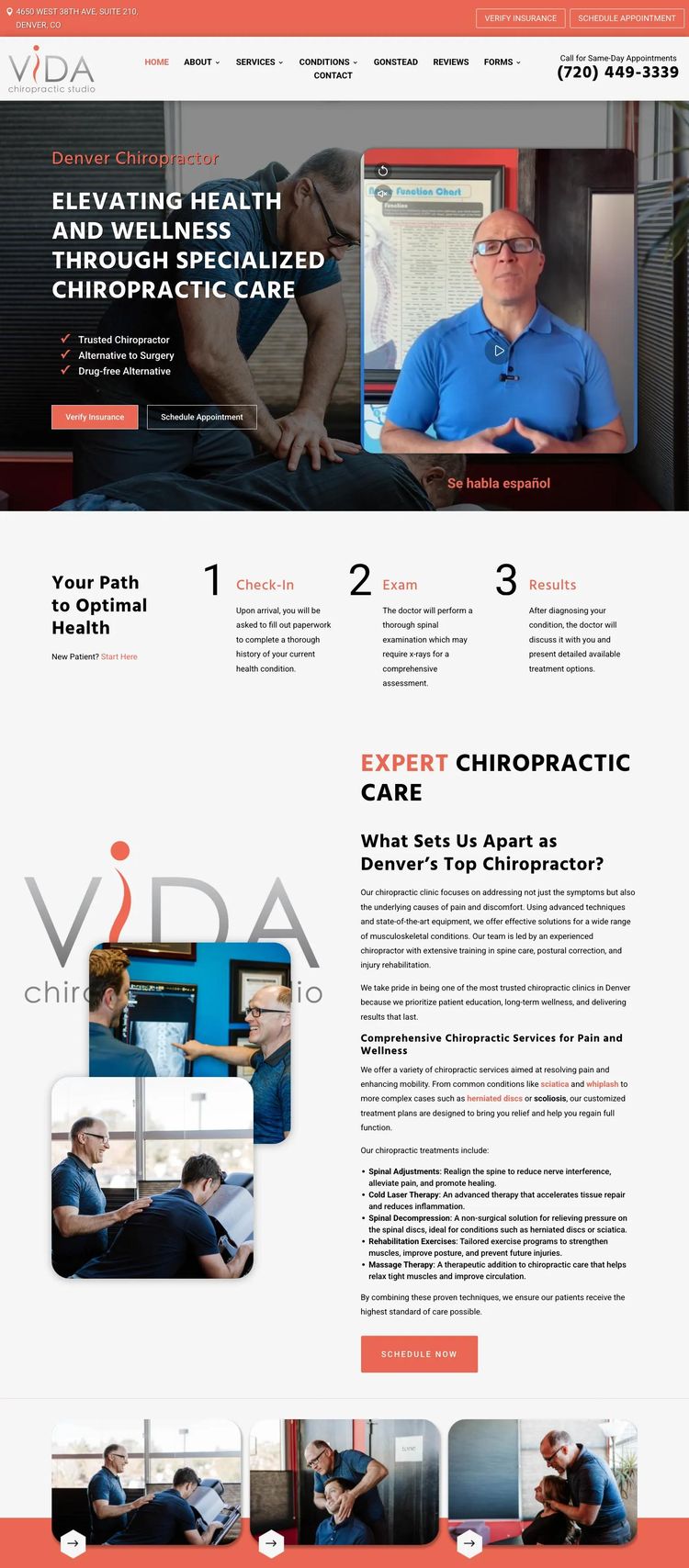 Screenshot 2 of VIDA Chiropractic Studio (Example WordPress Chiropractor Website)