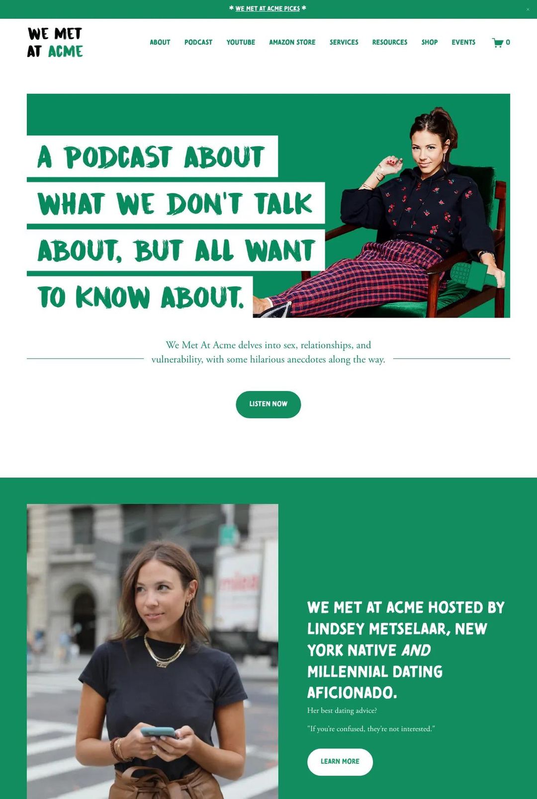 Screenshot 1 of We Met At Acme (Example Squarespace Podcast Website)